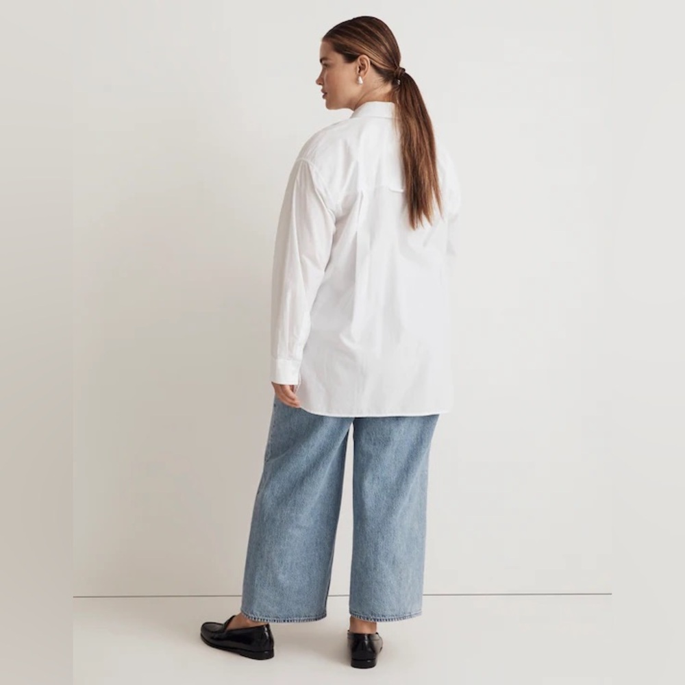 NWT Madewell The Plus Signature Poplin Oversized Button-Up Shirt: 2X White - Picture 3 of 8